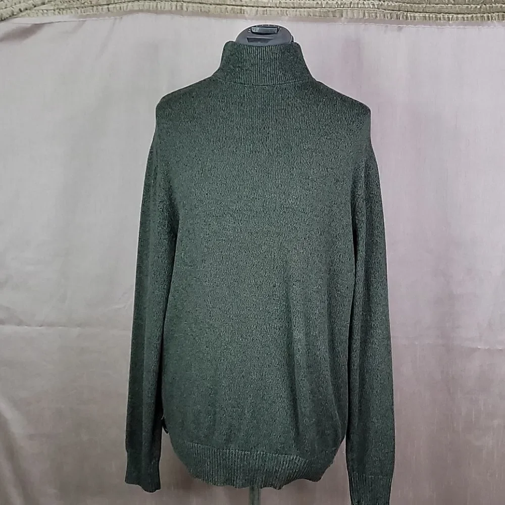 Calvin Klein Jeans Men’s Medium‎ Green Mock Neck Quarter Zip Sweater